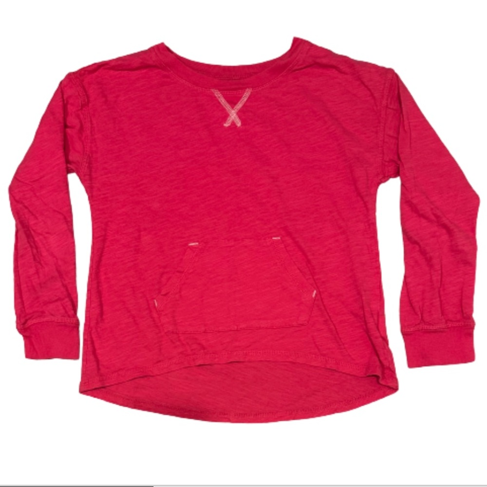 Children’s Place Magenta Cotton Pocket Crew Neck Long Sleeve - Size 7/8